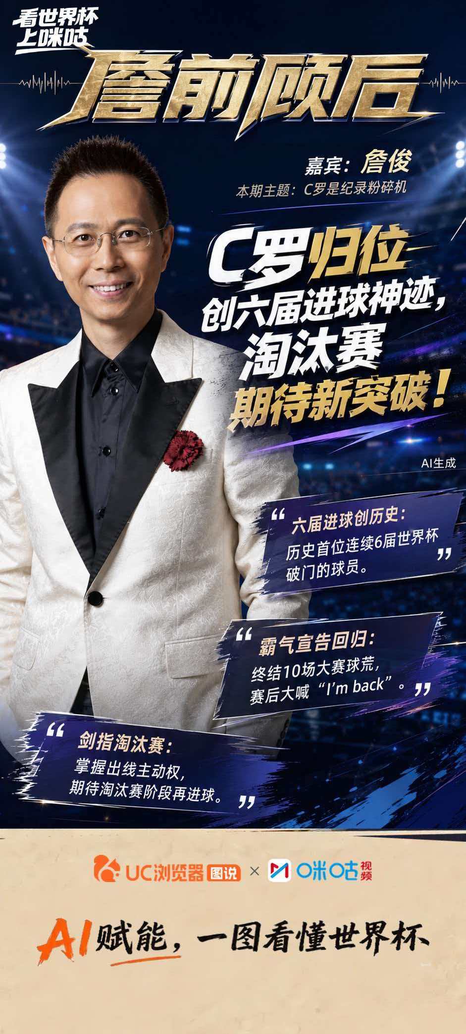 《詹前顾后》第9期精彩回顾：🎙️复盘葡萄牙大胜，认为C罗归位是最大亮点，C罗成