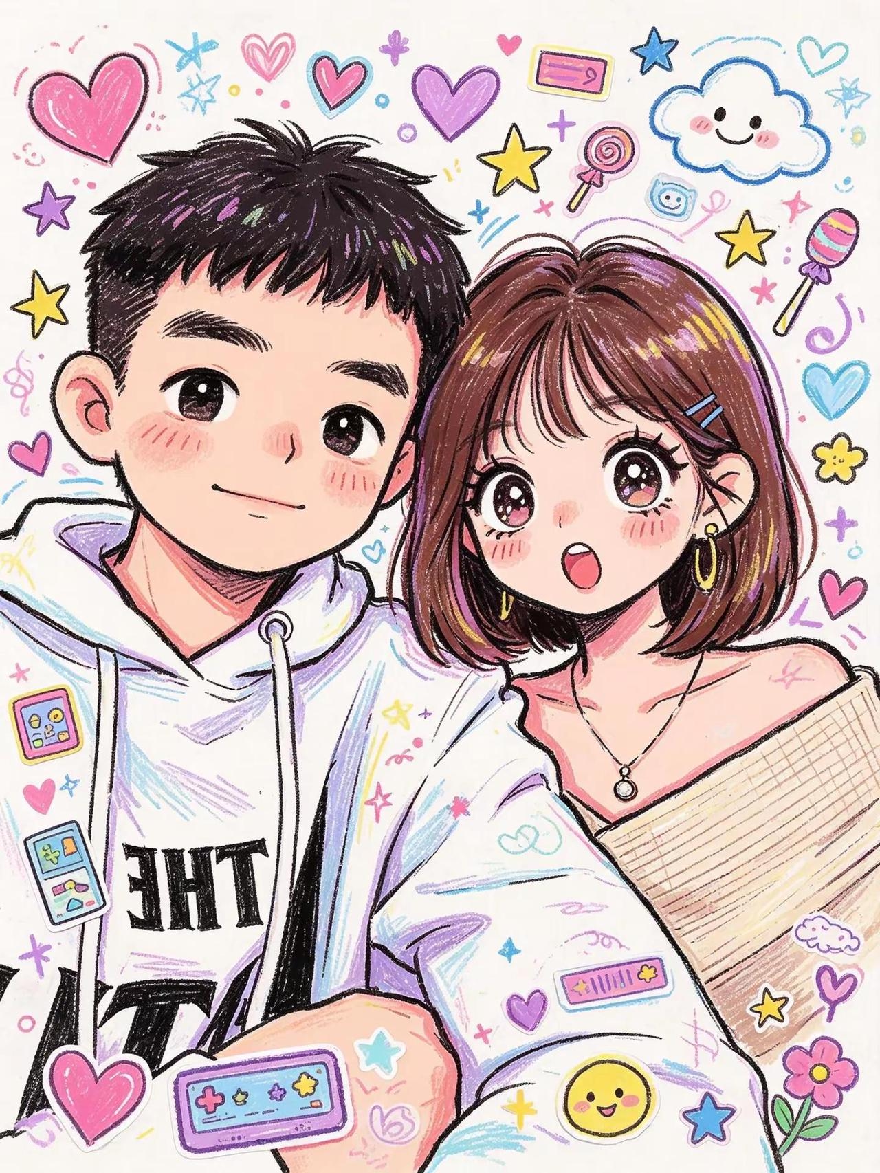 AIq版蜡笔涂鸦风 ai创作 用彩色蜡笔涂鸦记录万物