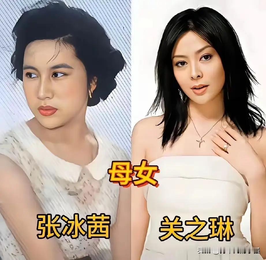 关之琳妈妈年轻时也太美了，难怪关之琳是大美人！
朱茵的女儿没遗传到紫霞仙子的灵气