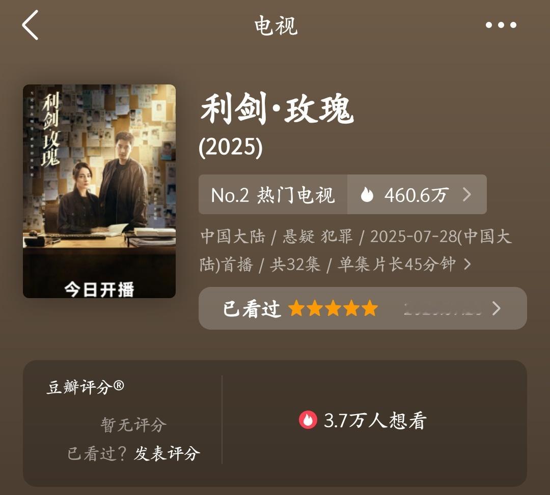 利剑玫瑰 豆ban 打分了吗！！！我已经打了哟✔ 五星走起gogogo利剑玫瑰 