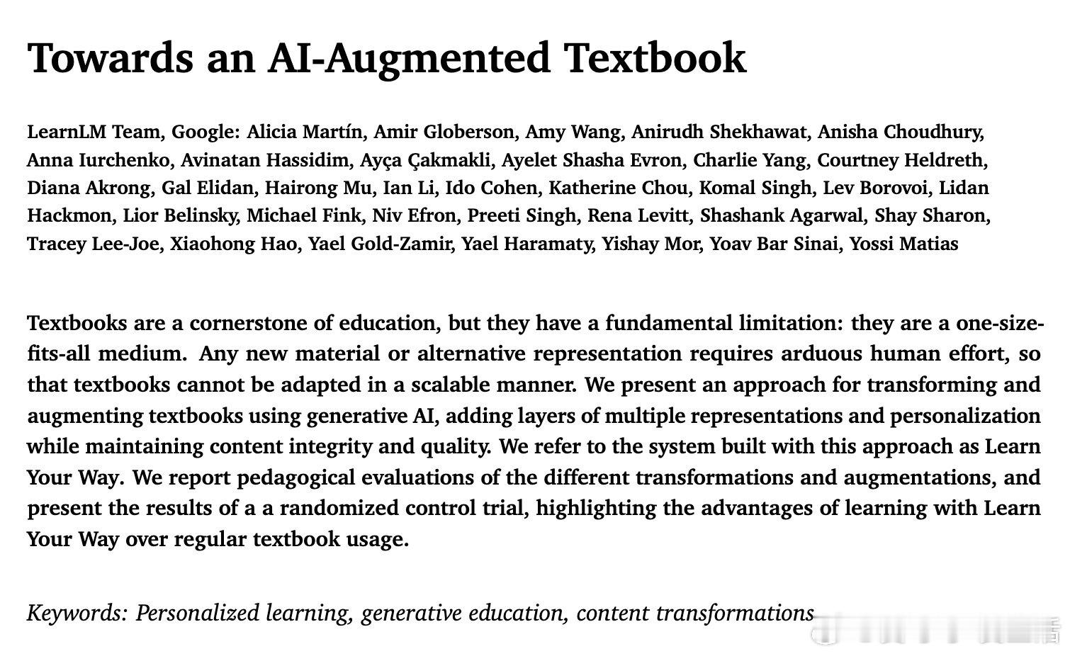 《Towards an AI-Augmented Textbook》教科书的未来