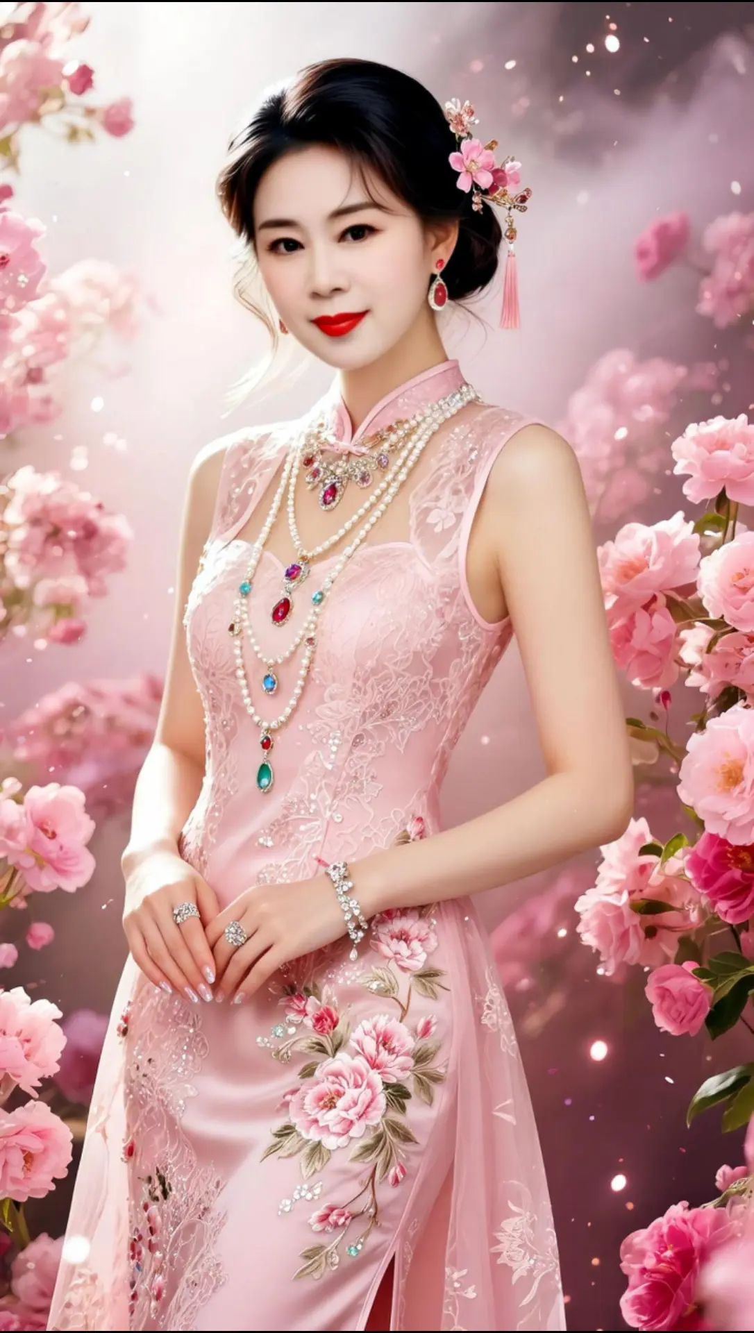 AI粉雾旗袍写真 ai创作