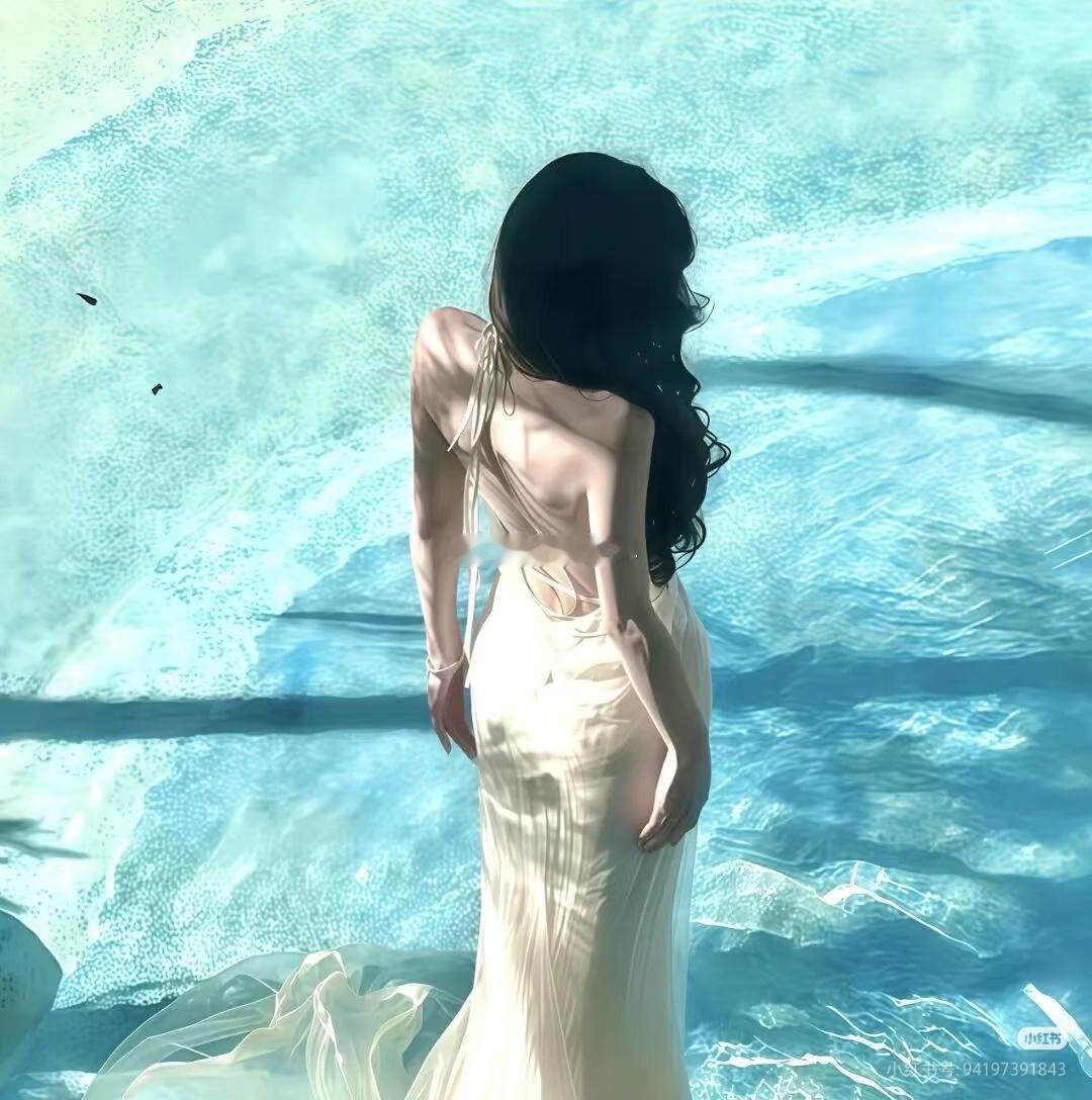 好看海边女生薄荷绿头像 