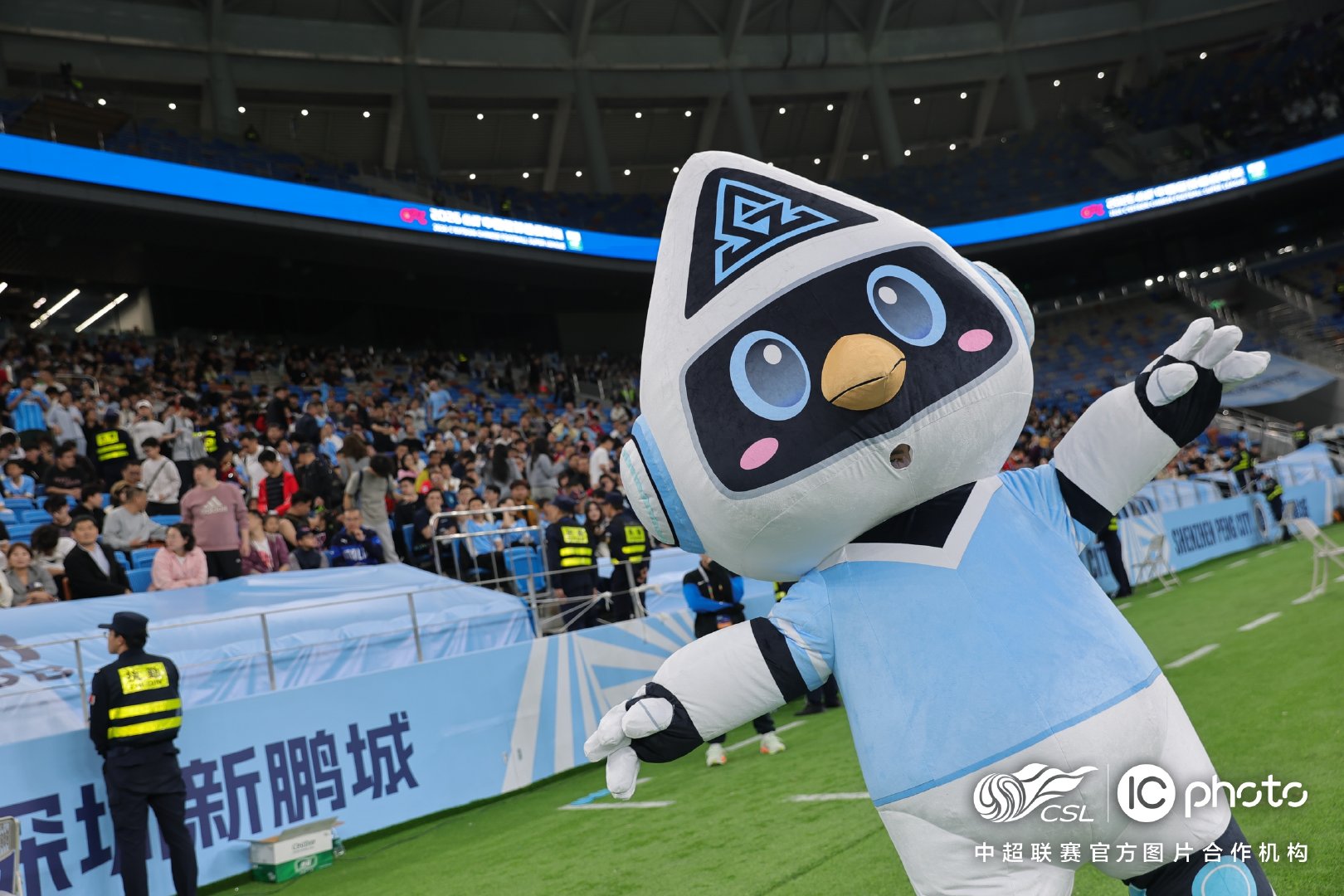 无论比赛日，还是球迷开放日新鹏城官方吉祥物「鹏鹏」都会在现场与大家相遇找到鹏鹏，