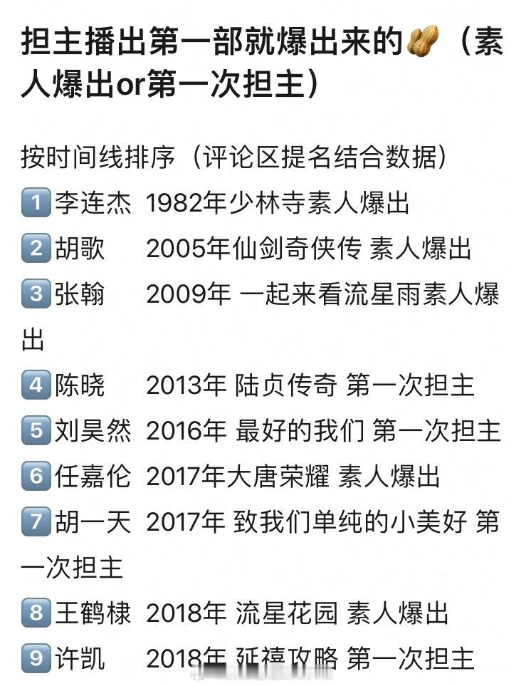 担主播出第一部就爆出来的🥜（素人爆出or第一次担主），还有哪些？1、李连杰  