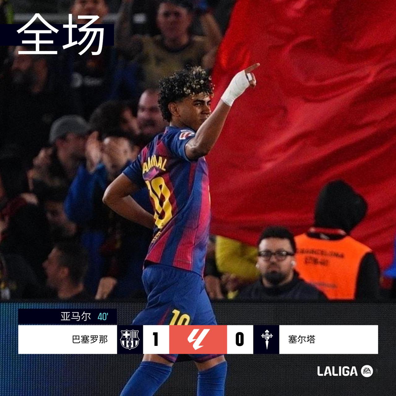 全场|@巴塞罗那足球俱乐部 1-0 塞尔塔

29' 亚马尔禁区外左脚打门稍偏。