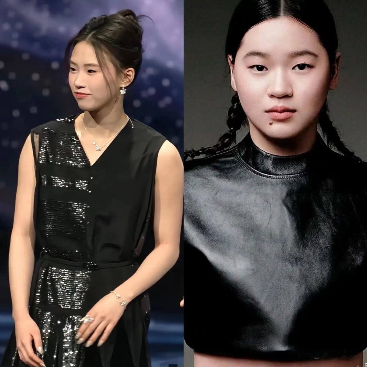 陈芋汐穿黑裙登微博之夜，全红婵扎辫子上《人物》封面。

陈芋汐那条黑裙子是团队挑