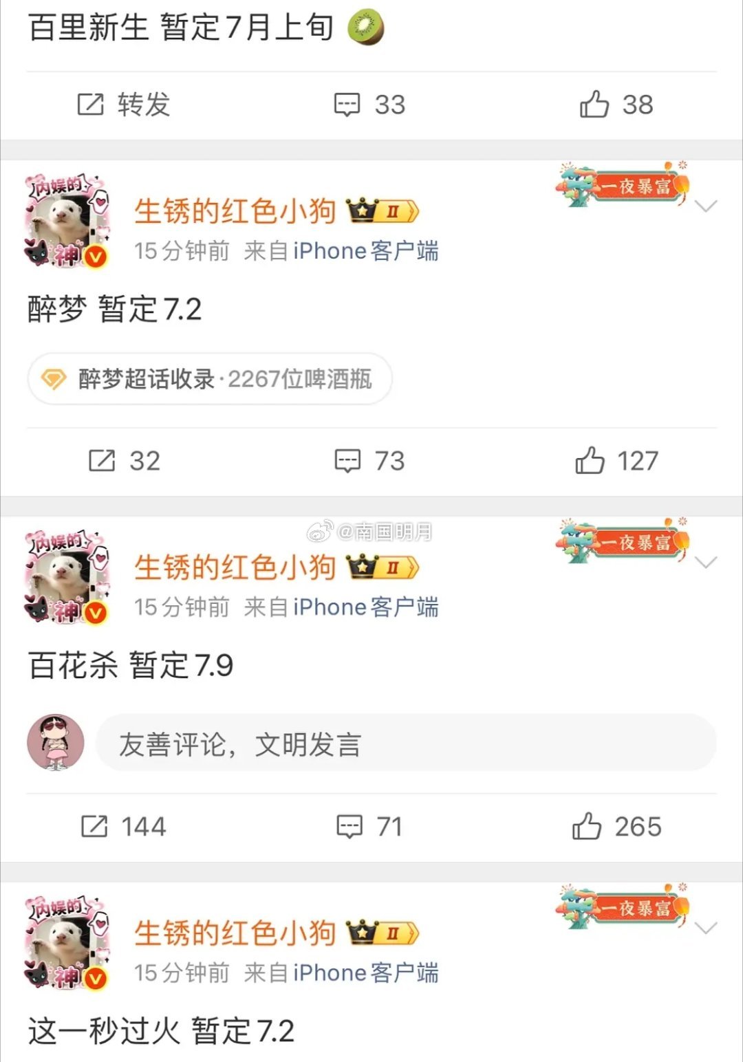 各大平台排播资讯：仅供参考 