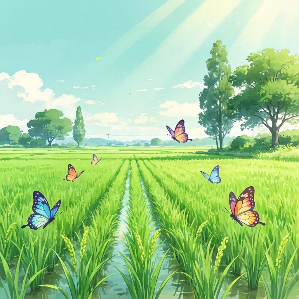 上联：春播千亩稻
下联：秧青接天边