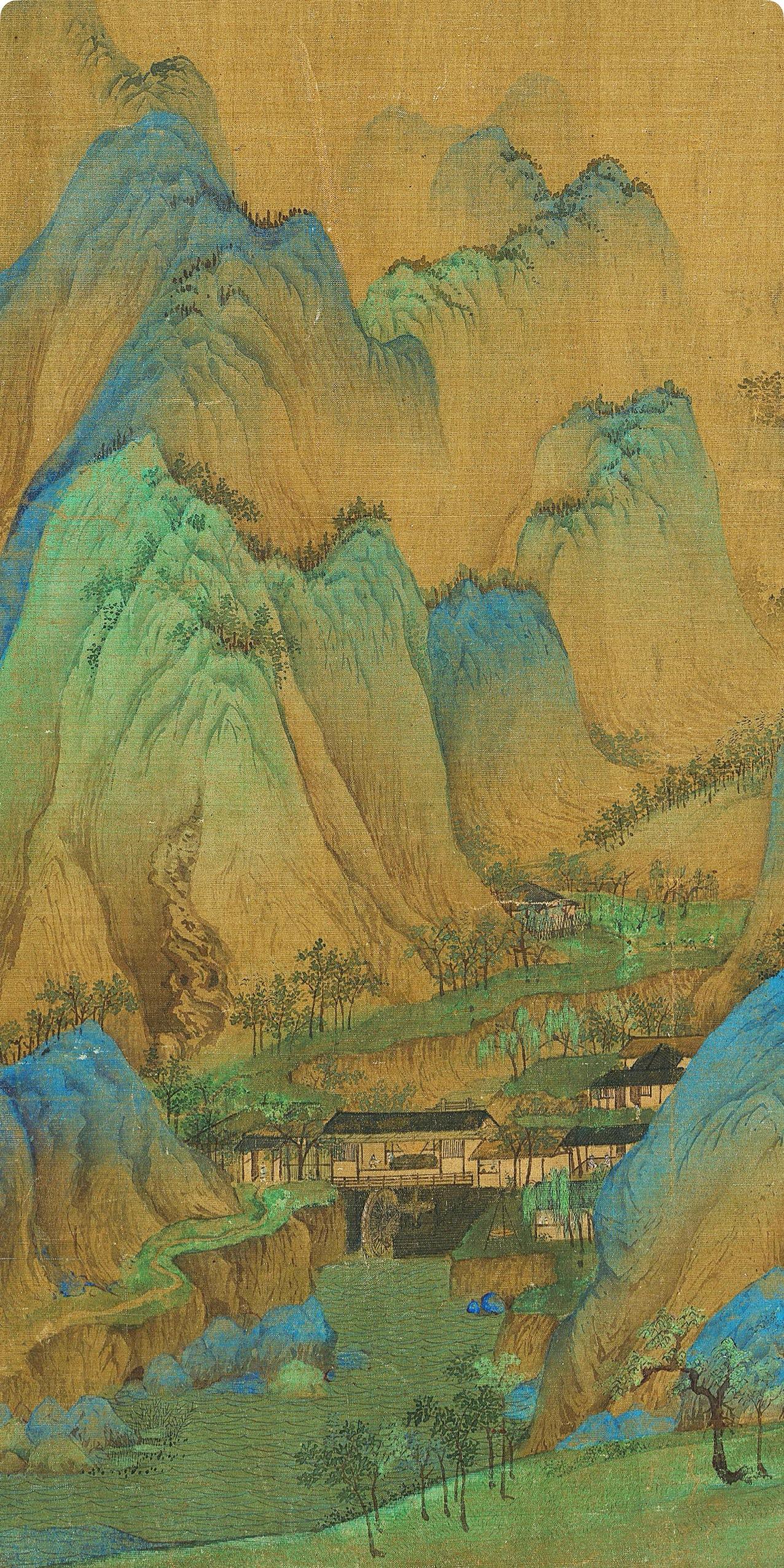 《千里江山图》中这处磨坊画得虽然是个大概，但是有些细节也画得非常认真，比如说水房