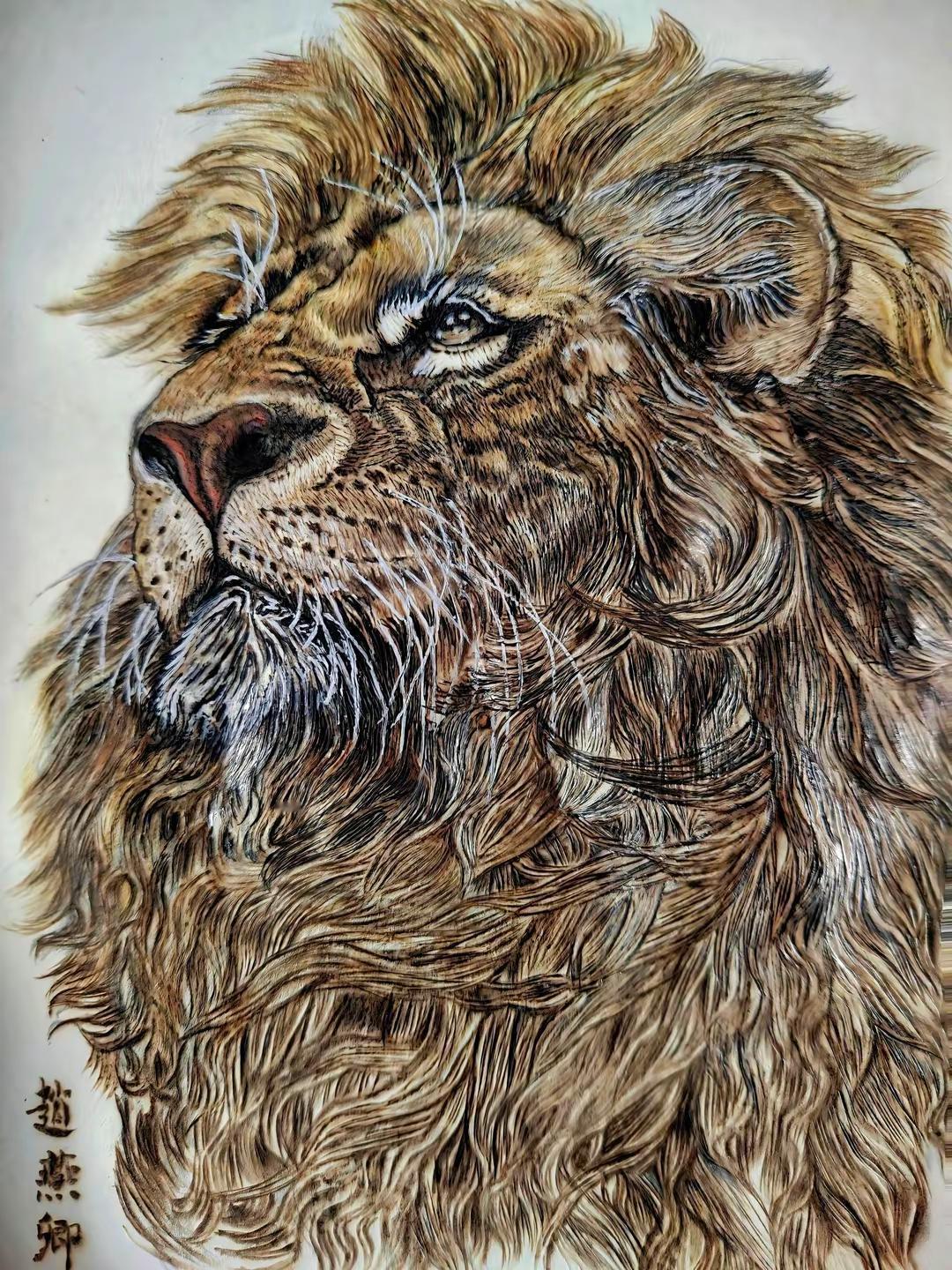 烙画雄狮