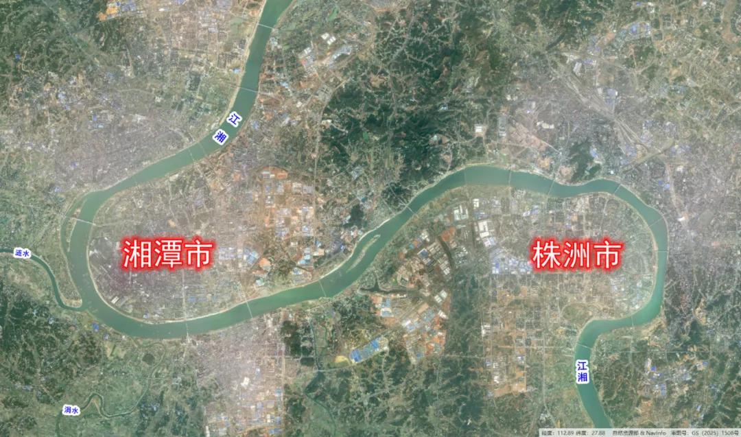 湖南省湘潭市-株洲市卫星图