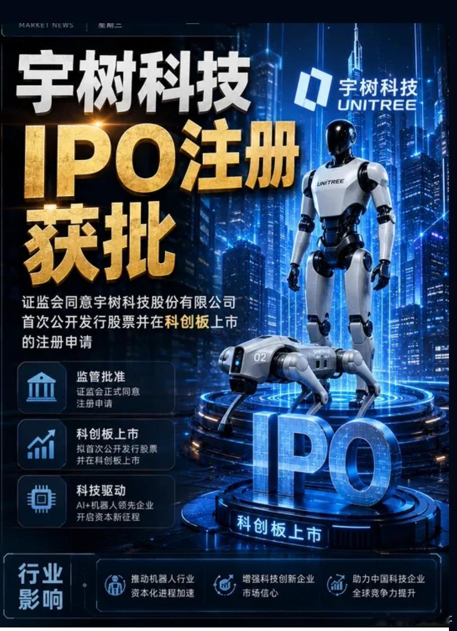 人形机器人登陆A股宇树科技于7月2日正式获得证监会科创板IPO注册批复，即将以“