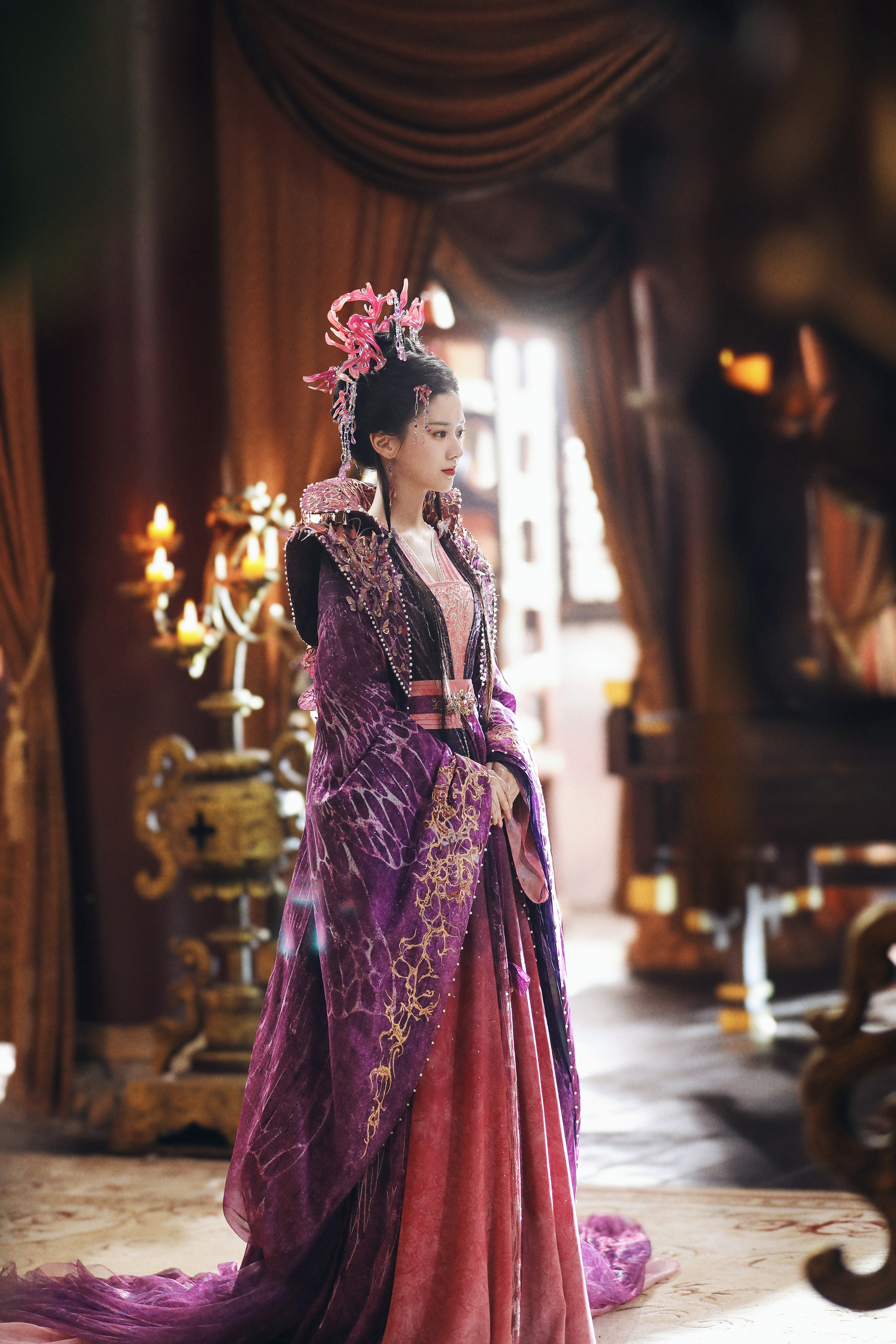 包上恩 《水龙吟》钟春髻☽ 剧照-琅琊公主-紫衣+珊瑚头饰🪸🪸🪸 ​​​