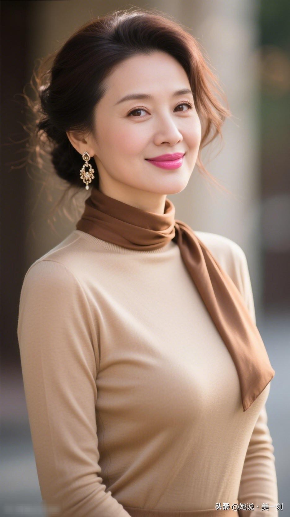 优雅气质，温柔微笑，时尚穿搭，自信女神。50多岁的李冰冰是怎么保养的?