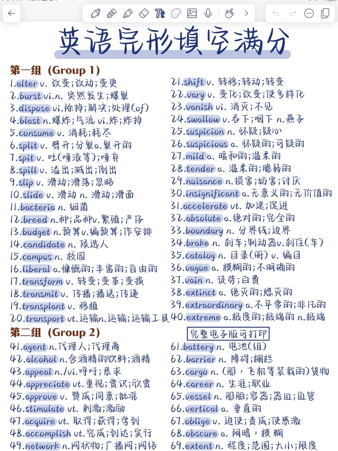 700个英语高频词‼️5天背完！你的完形就稳了！