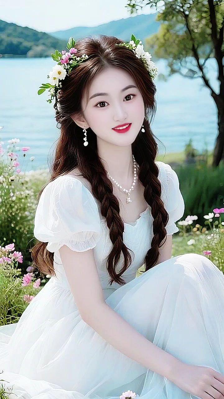 自然温柔风 夏季甜美风格 湖边氛围感拍照 美出温柔感 森系少女