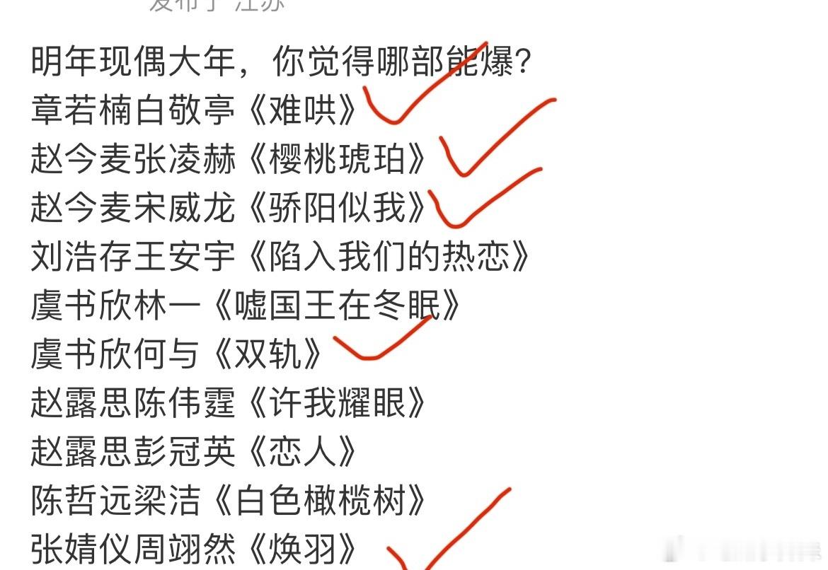 2025的剧圈是激烈一年，现偶都这么多还得加一个张凌赫的爱你，还有待拍猫的树的作