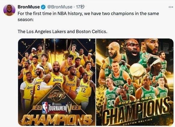 美媒调侃：NBA历史上首次一赛季俩冠军 ​​​