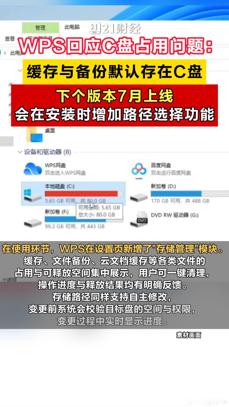WPS 又被骂上热搜了，说是明明把 WPS 装 D 盘，结果它背地里把缓存备份全