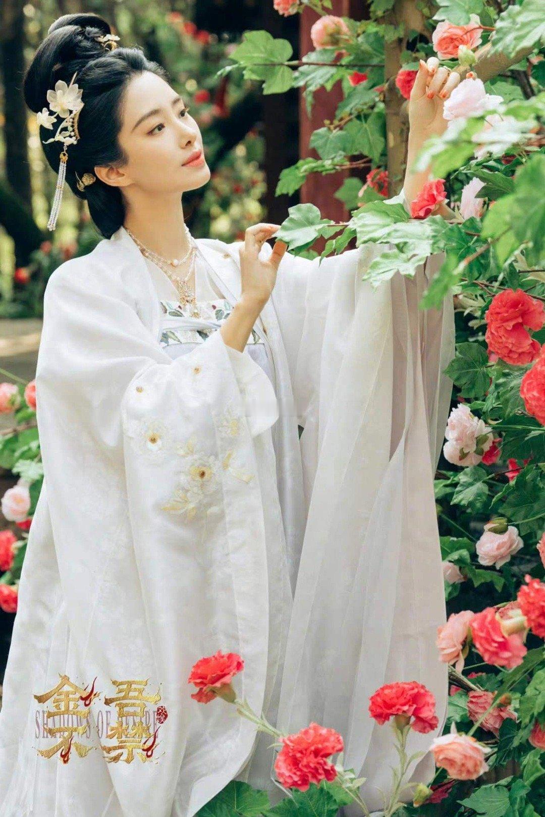 杨采钰古装造型首曝光 妆造虽然简洁，但整体感觉特别高级。眉眼间的神态太有古典美人