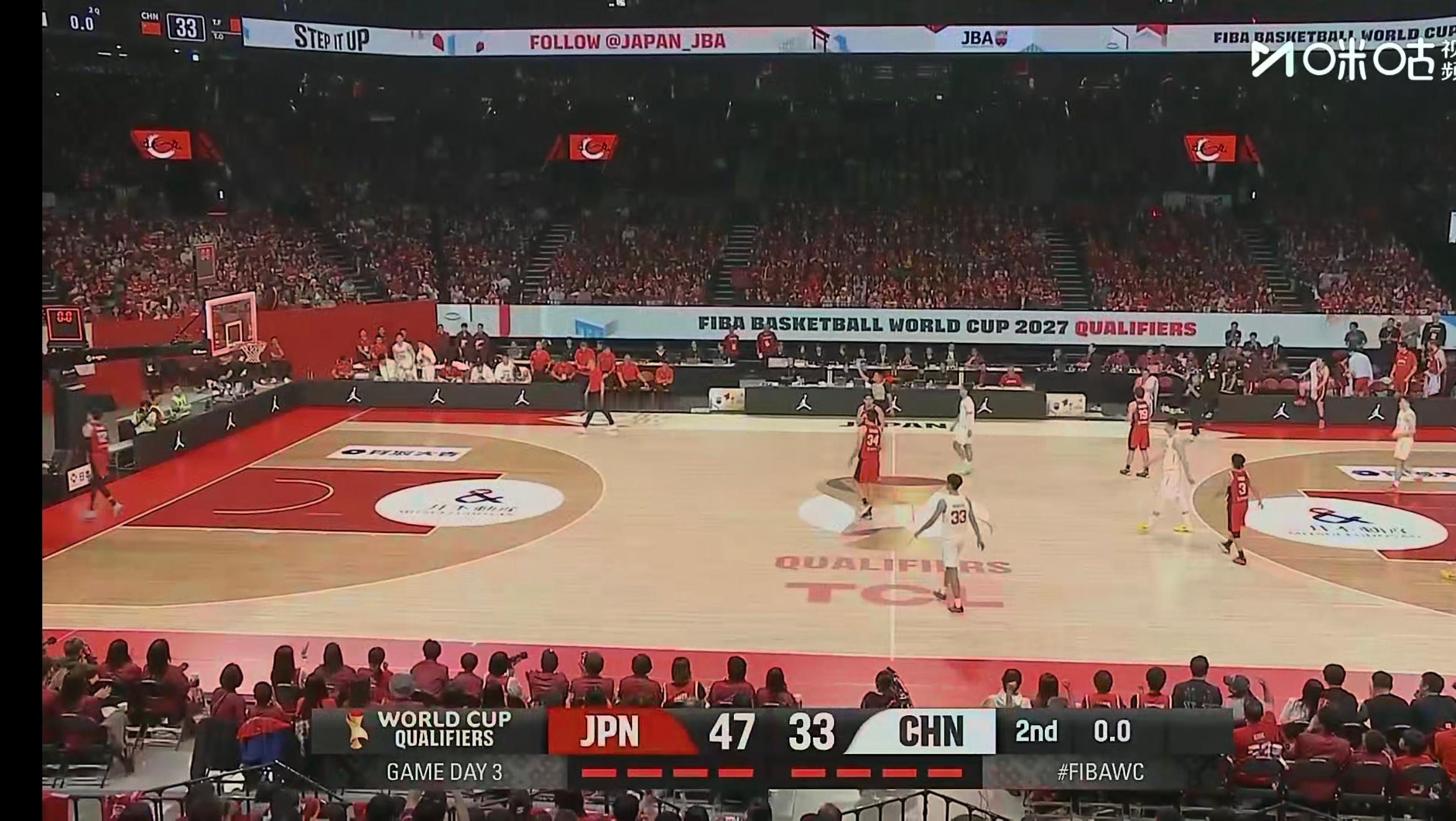 半场结束中国男篮33:47落后日本男篮，大家觉得中国队还有机会吗？中国男篮vs日