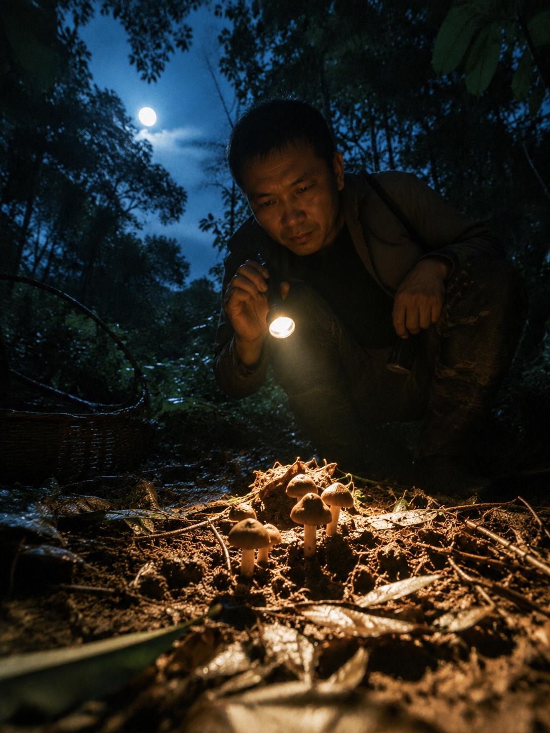 半夜三点进山，守一堆菌子守到天亮——这人是不是有病？

我刷到这个视频的时候正躺
