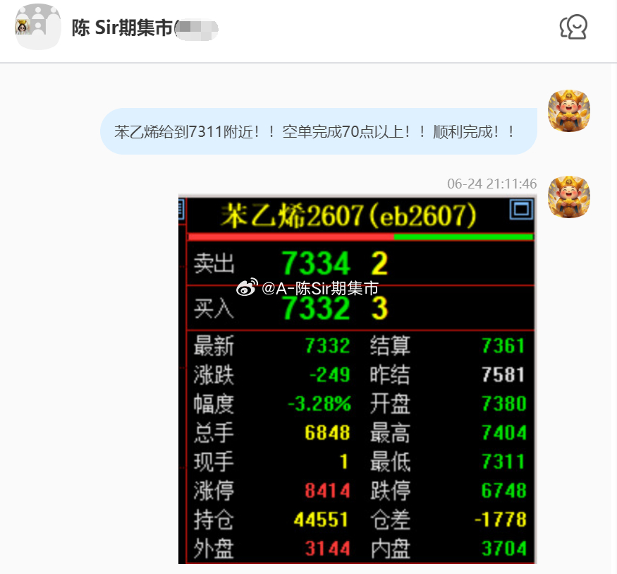2026/6/25第三单【2607苯乙烯】苯乙烯完成90点！我们在7385附近空