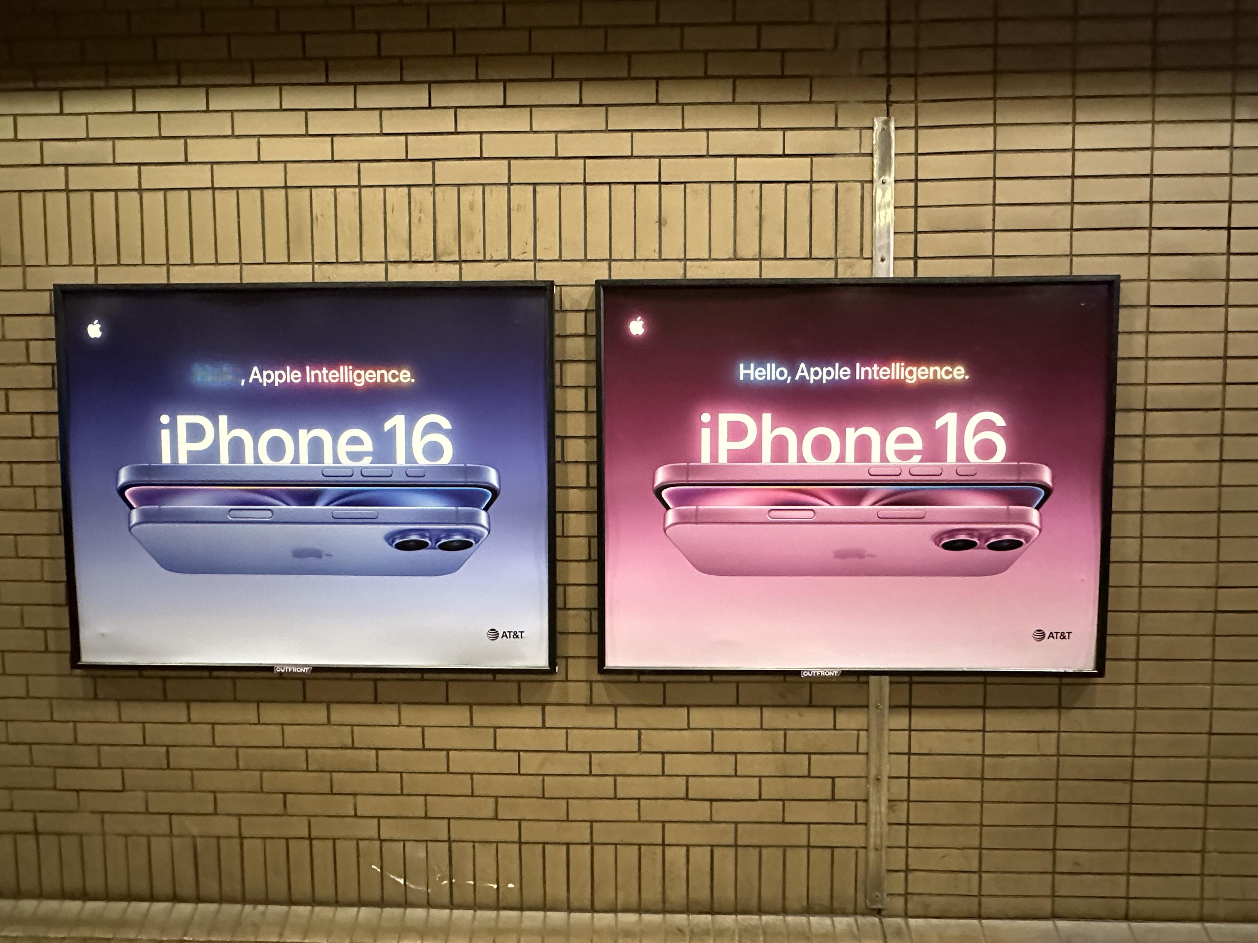 外国的iPhone海报也是一样的，一个iPhone手机的侧写配一句话。 
