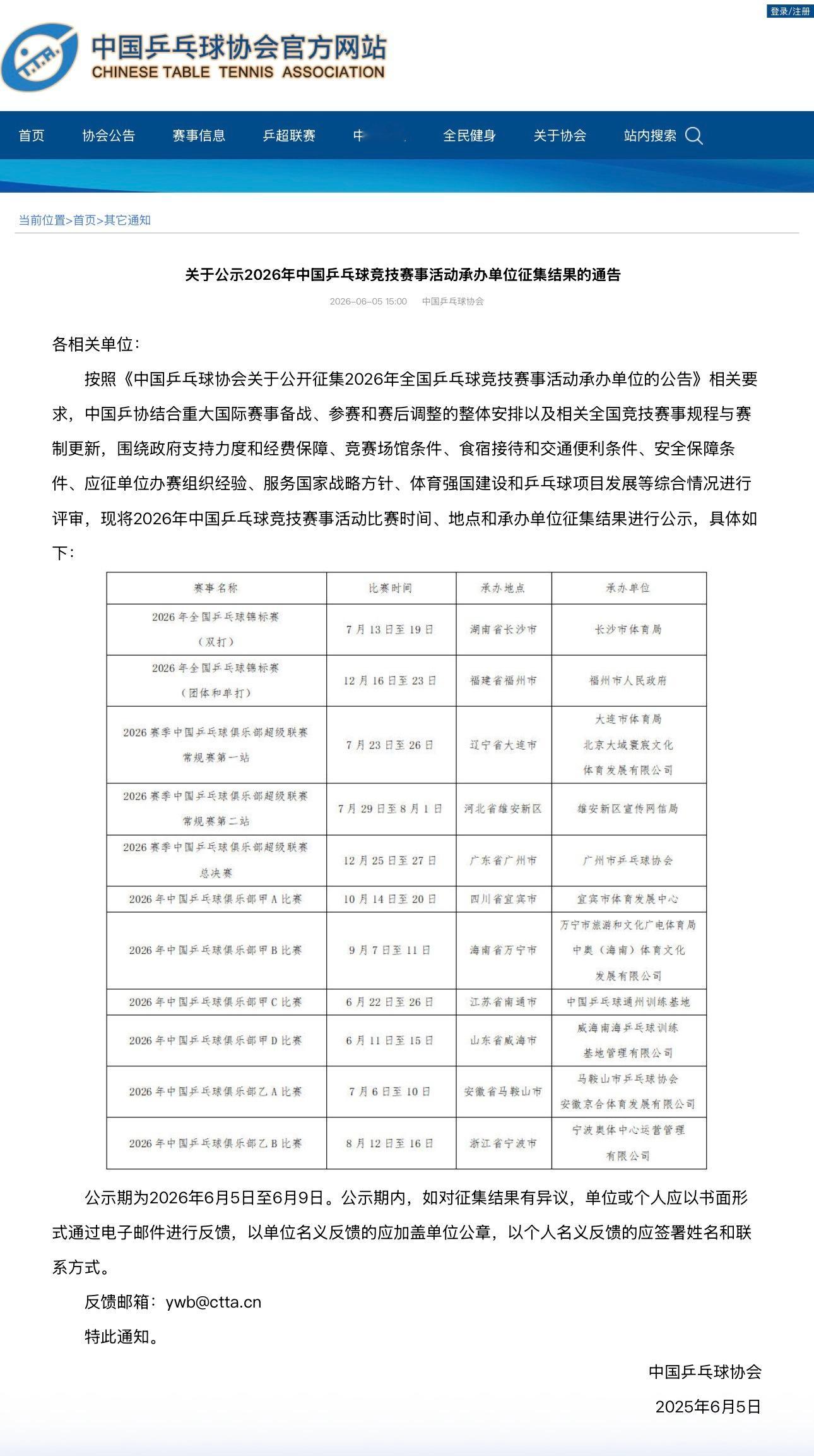 📣2026全锦+乒超【2026年全国乒乓球锦标赛】7.13-7.19［双打］湖