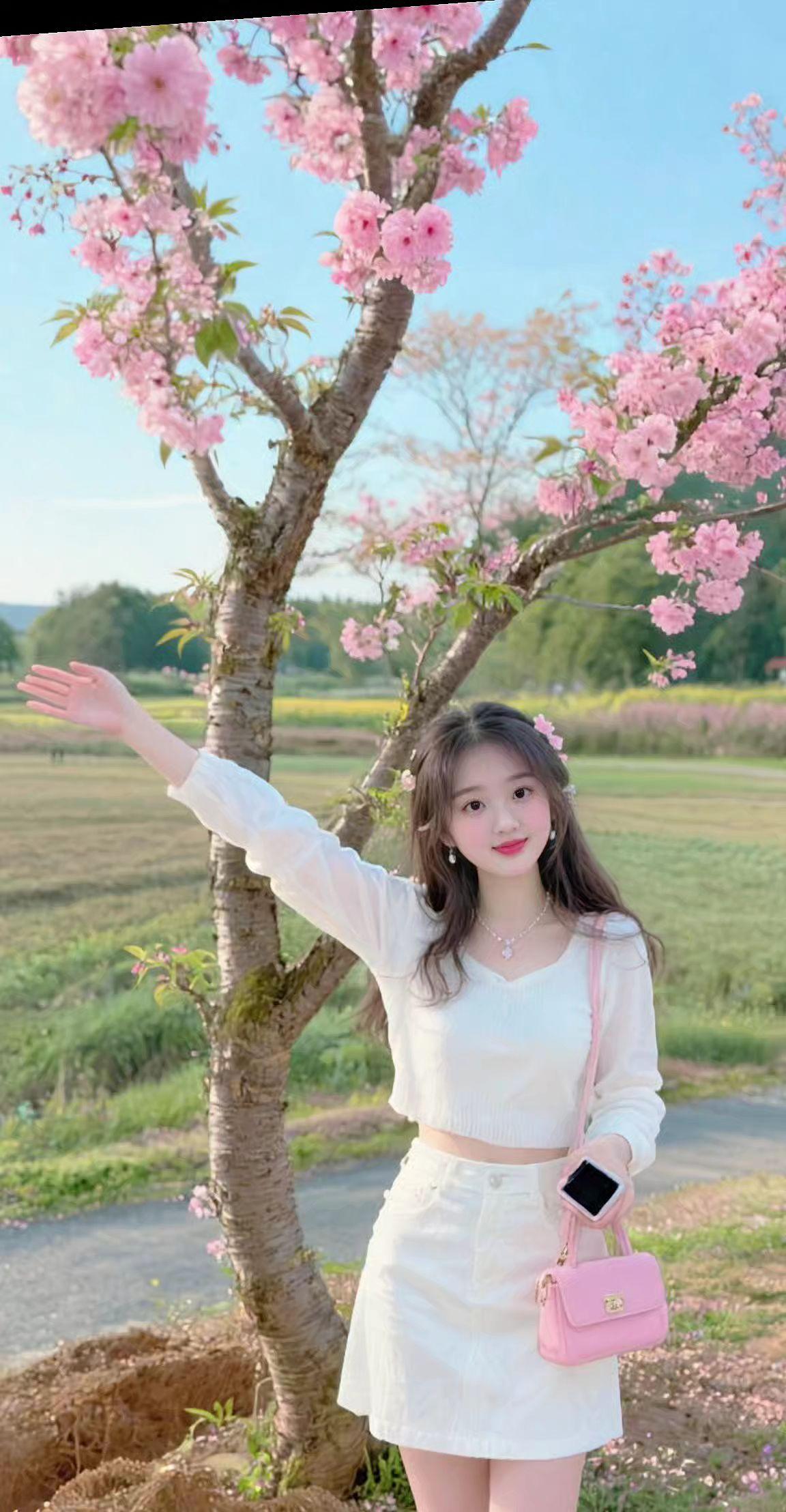 小姐姐花下拍照 气质美女 冬日追光搭子