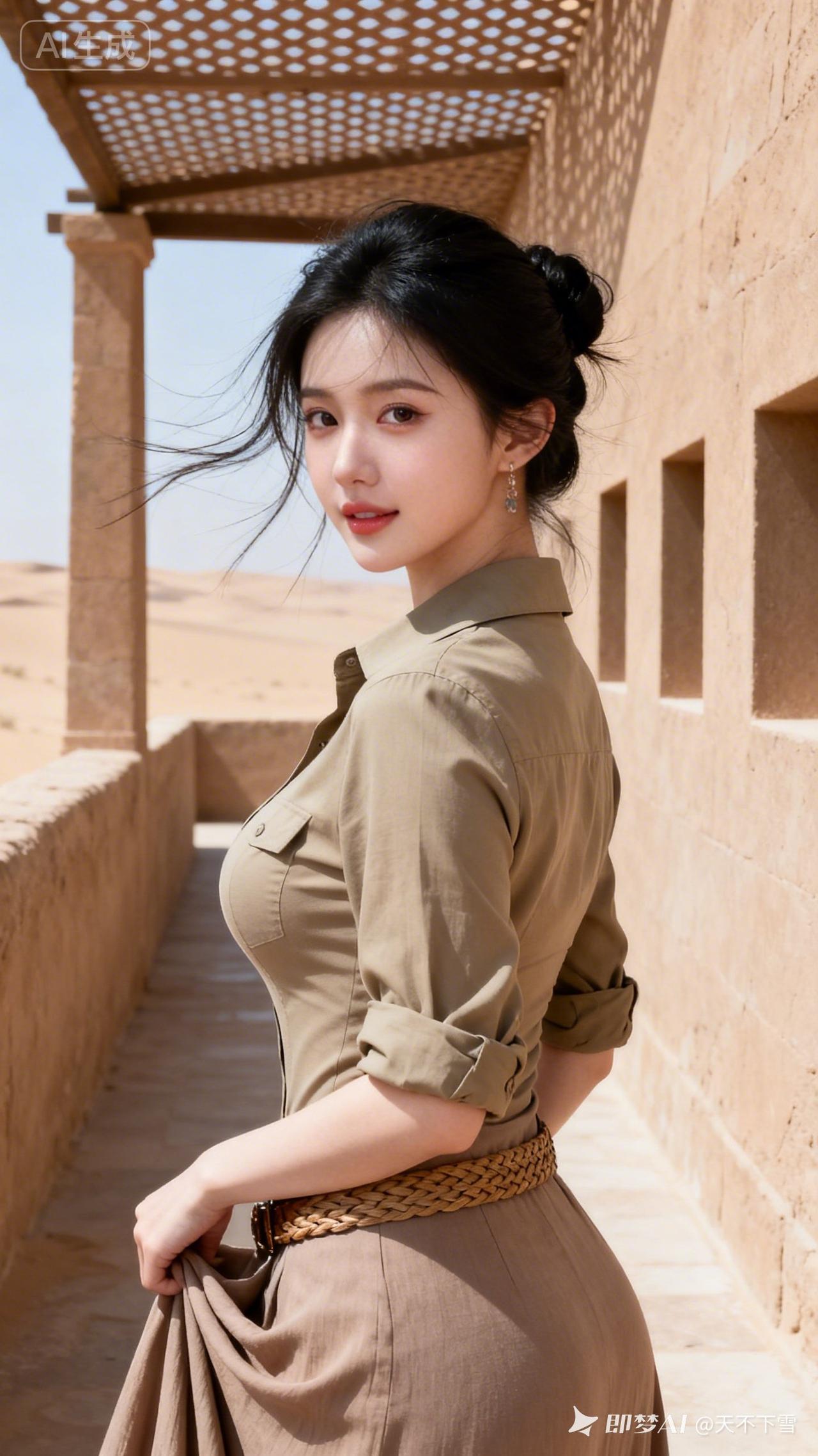 沙漠中的时尚女郎，复古风穿搭，美不胜收！🌵👗💃