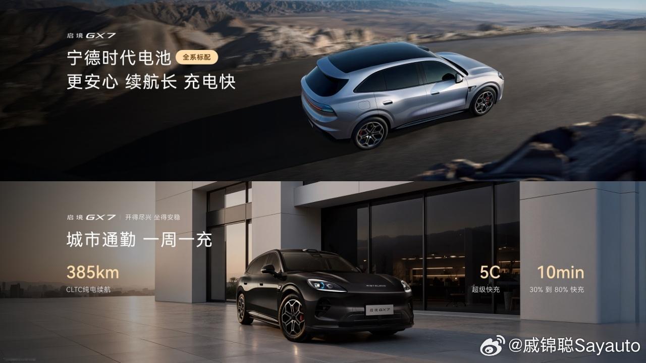 阔五座智能百变SUV启境GX7开启预售发布，全系标配800V高压平台，支持5C超