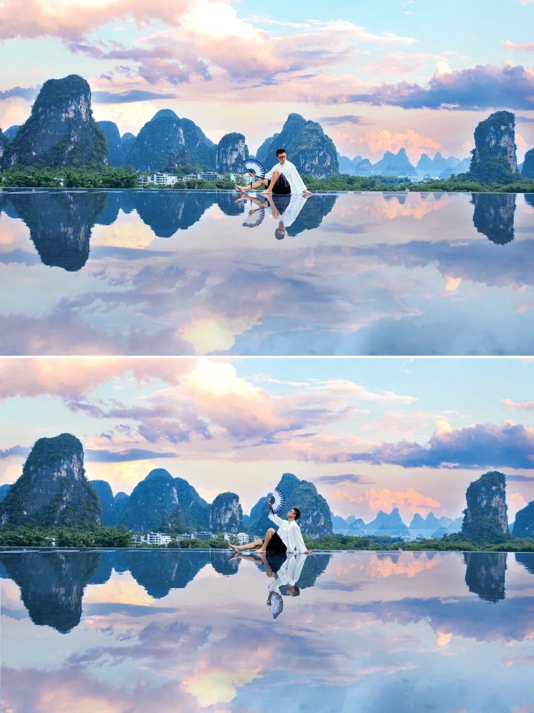 天呐‼️我在阳朔居然拍到了绝美天空之镜🏞️