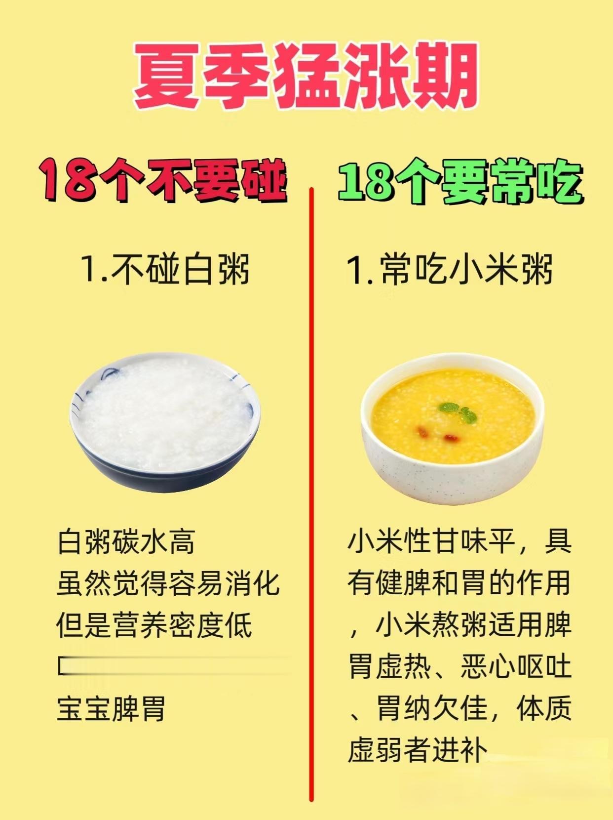 夏季猛长期吃什么。夏季猛长期的18个不要碰，18个要多吃