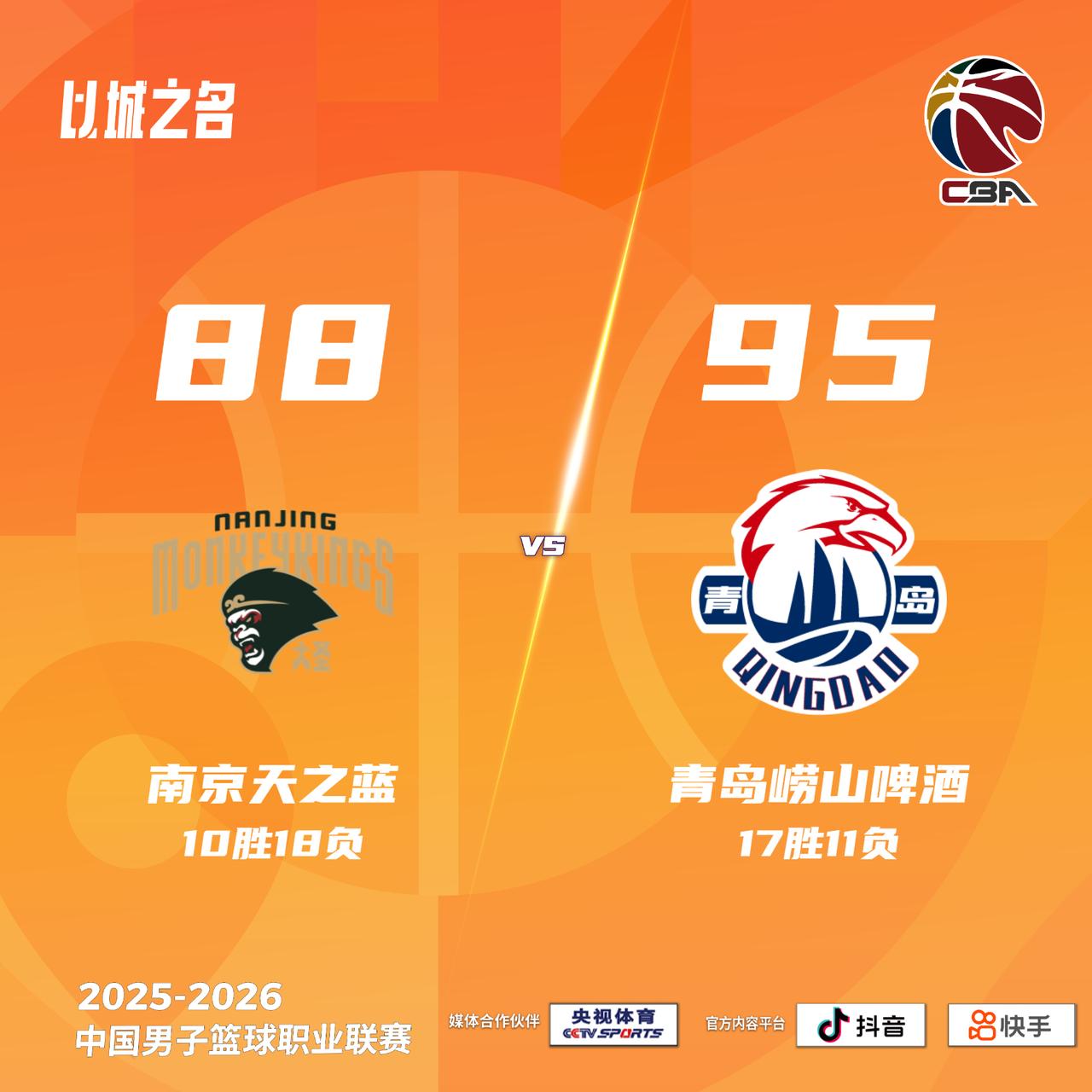 南京天之蓝 88-95 青岛崂山啤酒同曦男篮vs青岛男篮
南京天之蓝：马温22分