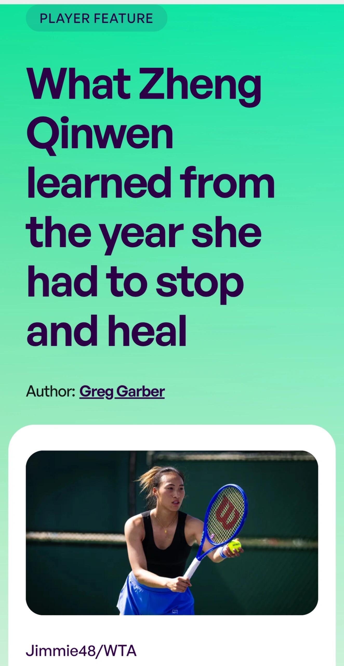 郑钦文缺席澳网后痛哭“决定不参赛那天，我在洗手间里哭了很久。”——这是郑钦文第一