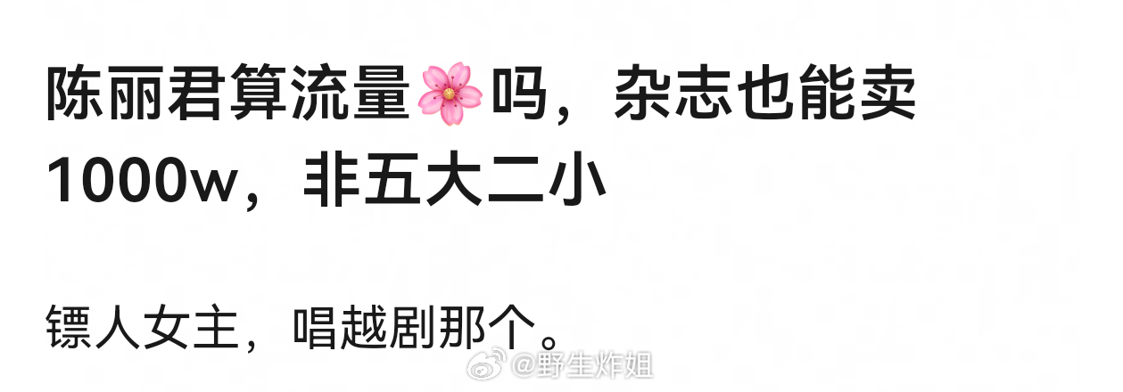 陈丽君算流量🌸吗，杂志也能卖1000w，非五大二小 