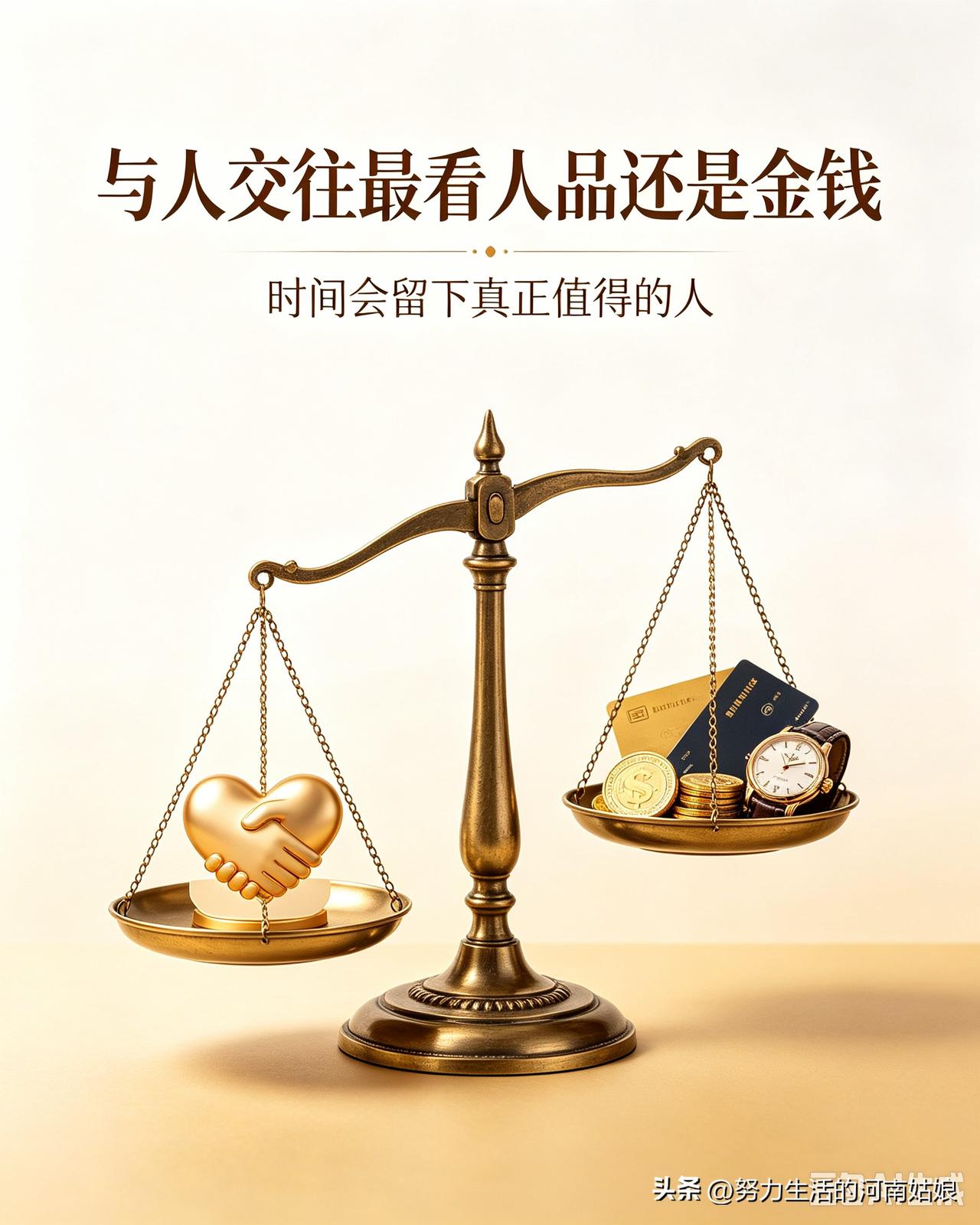 我一直觉得，与人相处，金钱可以决定交往的热闹程度，但人品才是能不能长久相处的底线