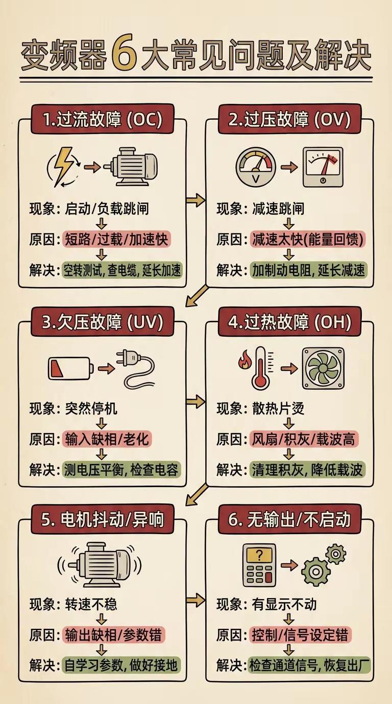 变频器的6大常见问题及解决方法。电工技术