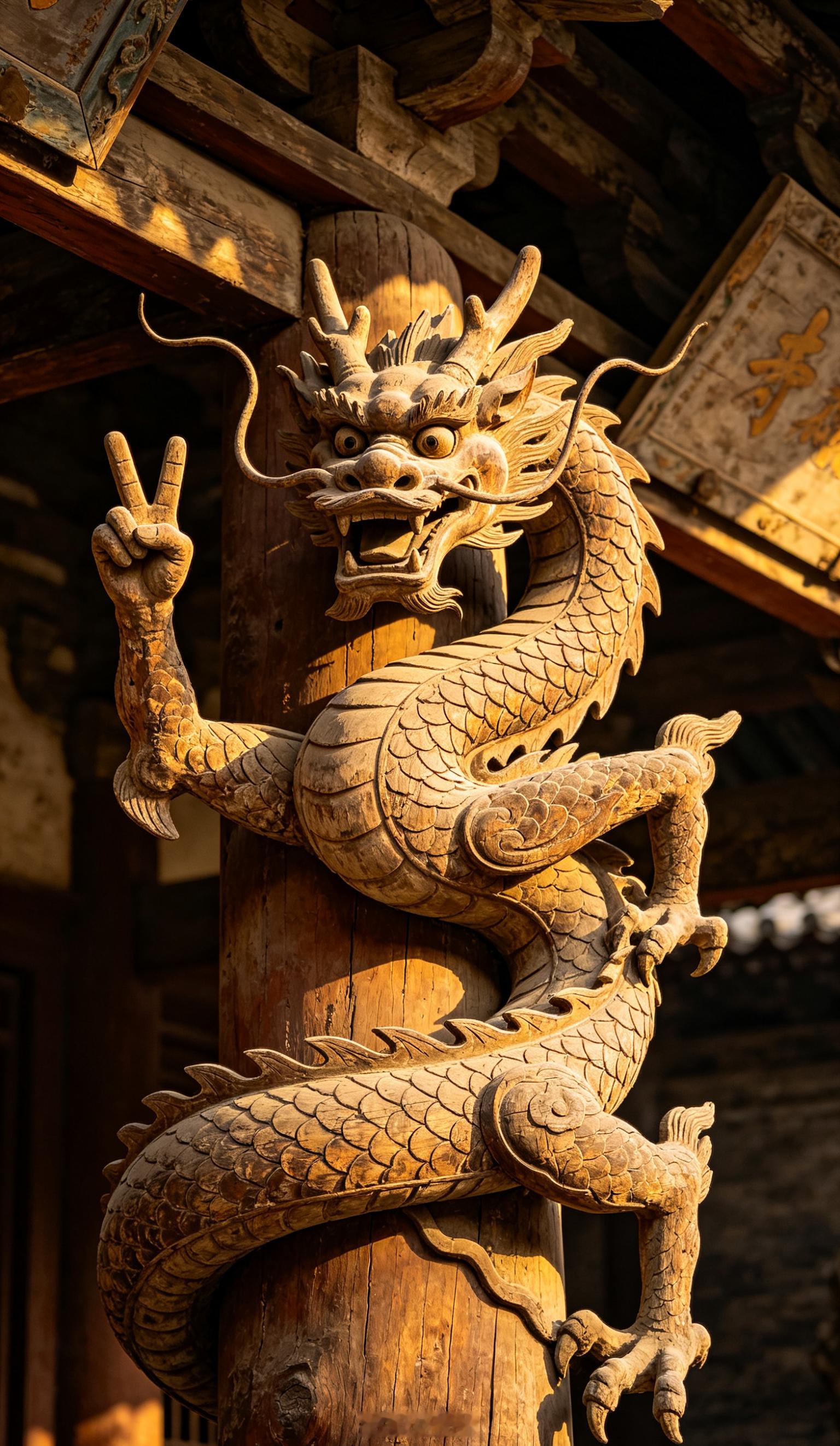 被山西的历史底蕴反复震撼 踏入千年晋祠真的满心惊讶，北宋留存的木雕盘龙古韵悠悠。