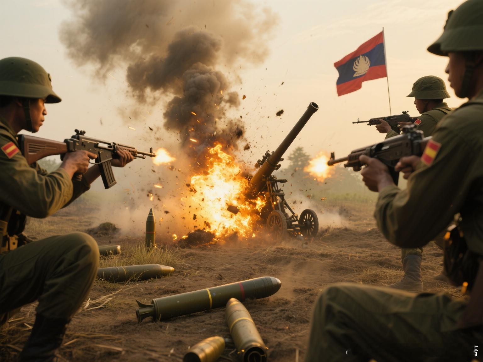 柬埔寨柬埔寨千年寺庙遭泰军炸毁柬埔寨重机枪手向泰战机猛烈开火 12月16日上午9