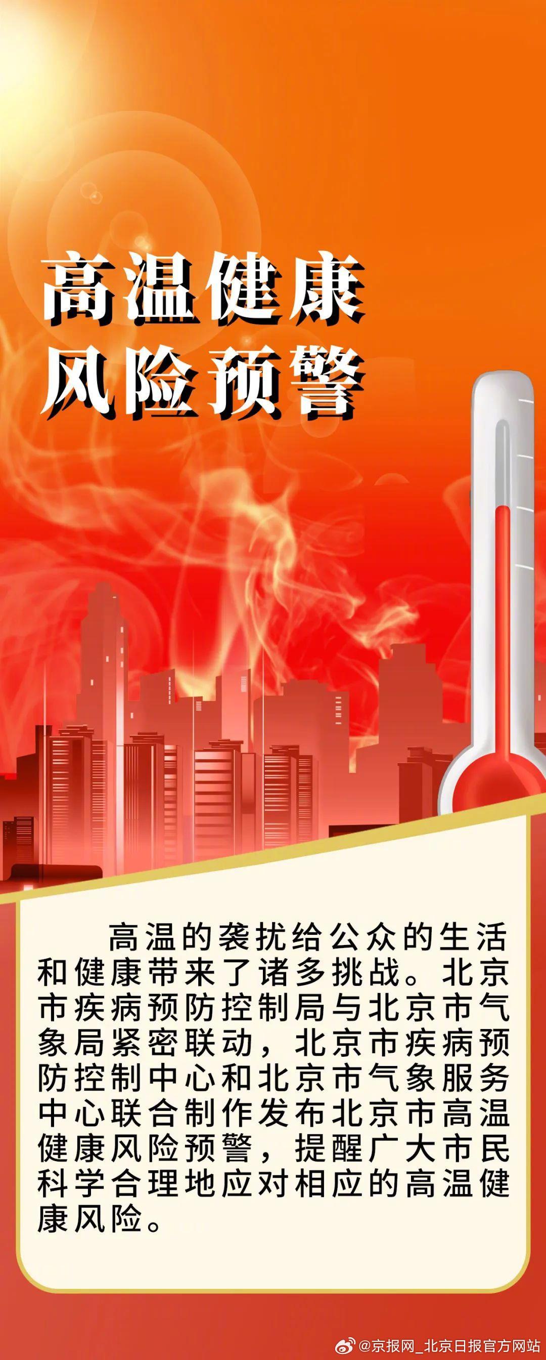 #北京高温健康风险预警#【#北京首发高温健康风险预警#】北京市疾病预防控制局与北