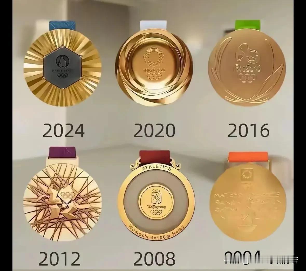 历届奥运会都会设计独特的金牌，上个世纪的金牌都有一种厚重感，现代的设计感十足！