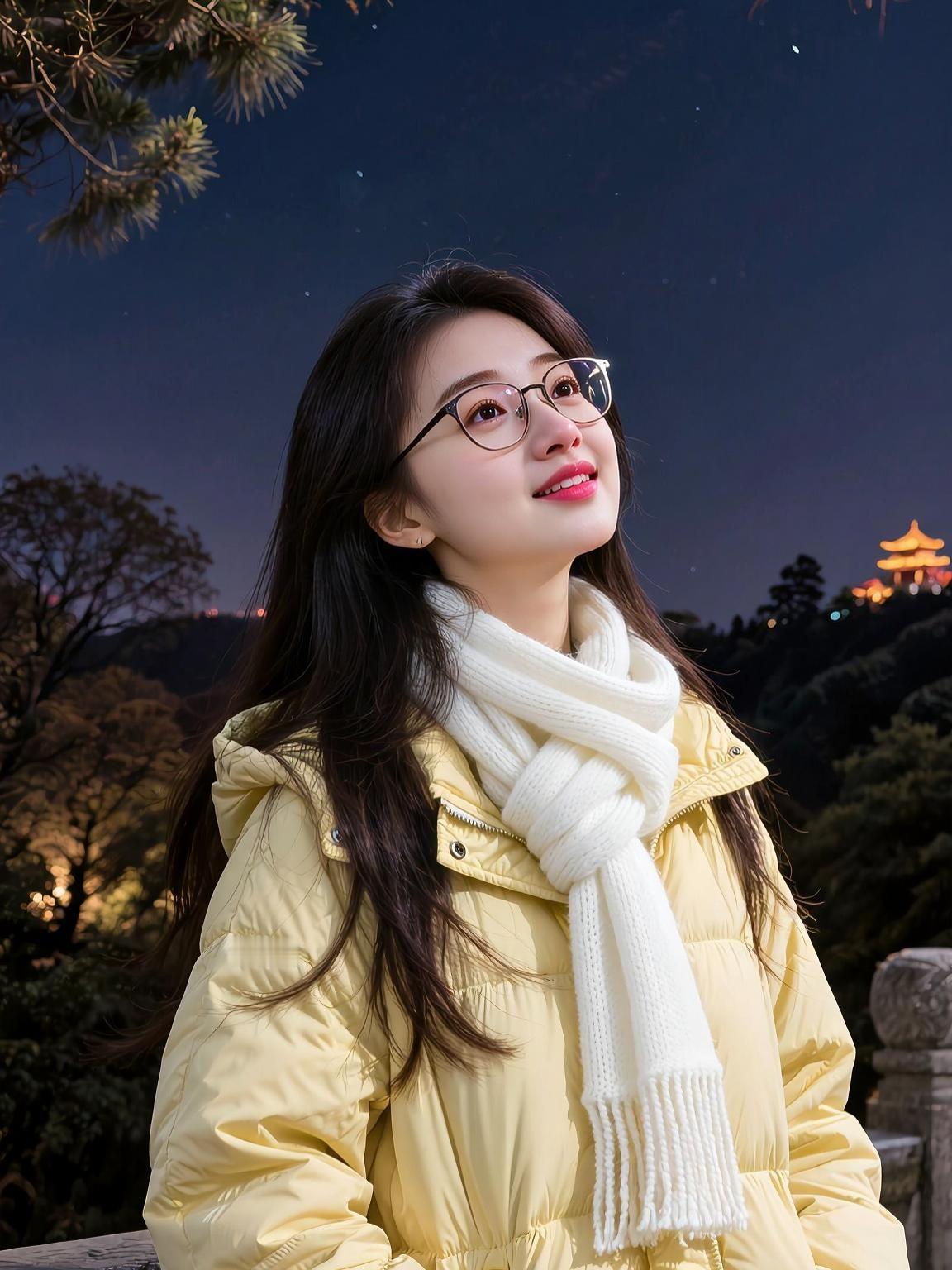 AI夜幕伤感照 抖音ai创作 高颜值 美女