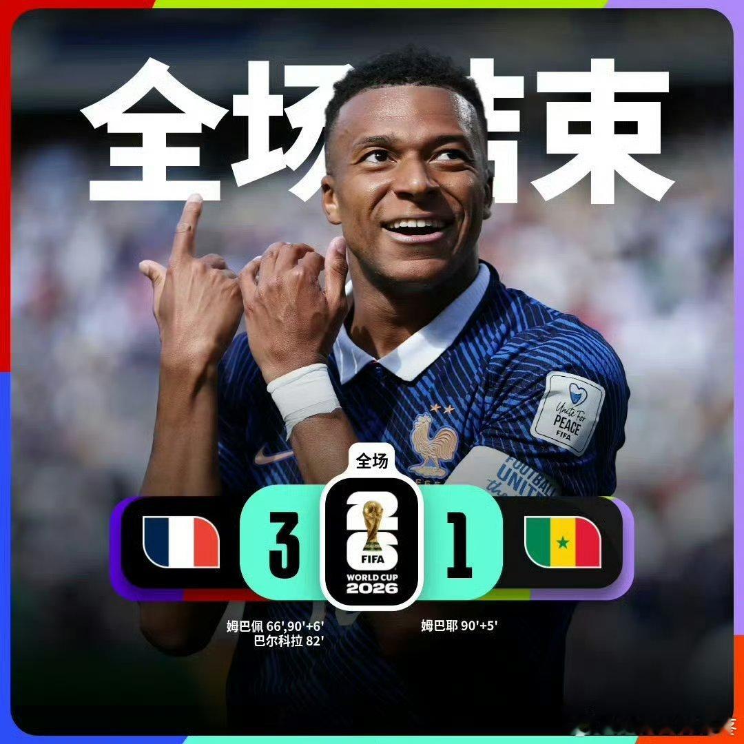 每日世界杯速递，姆巴佩双响为法国3-1复仇塞内加尔。姆巴佩独中两元导演3-1复仇