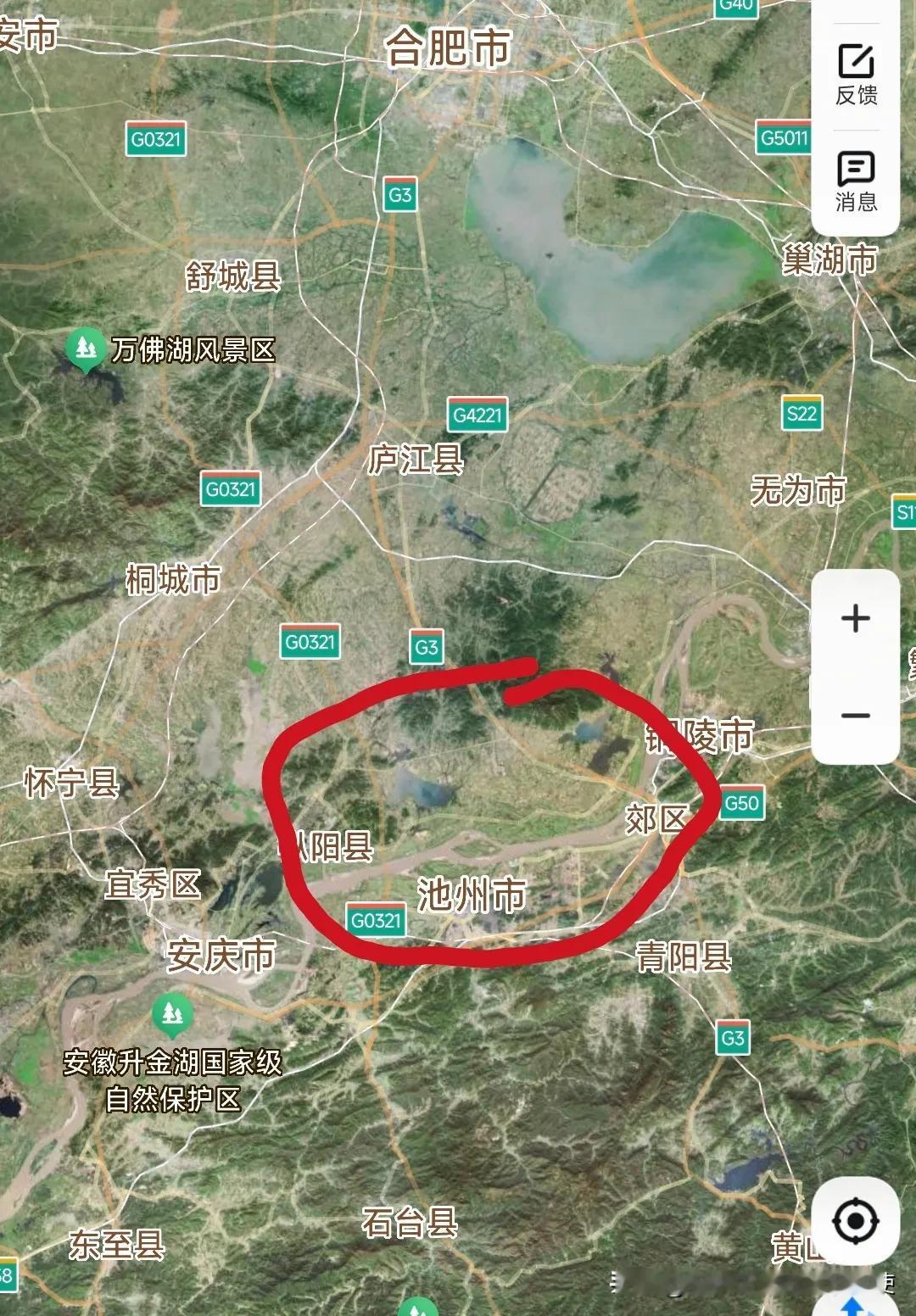 我在家看地图发现的这个圈内位置，地形格局基本上看来和安庆的城市格局基本上一模一样