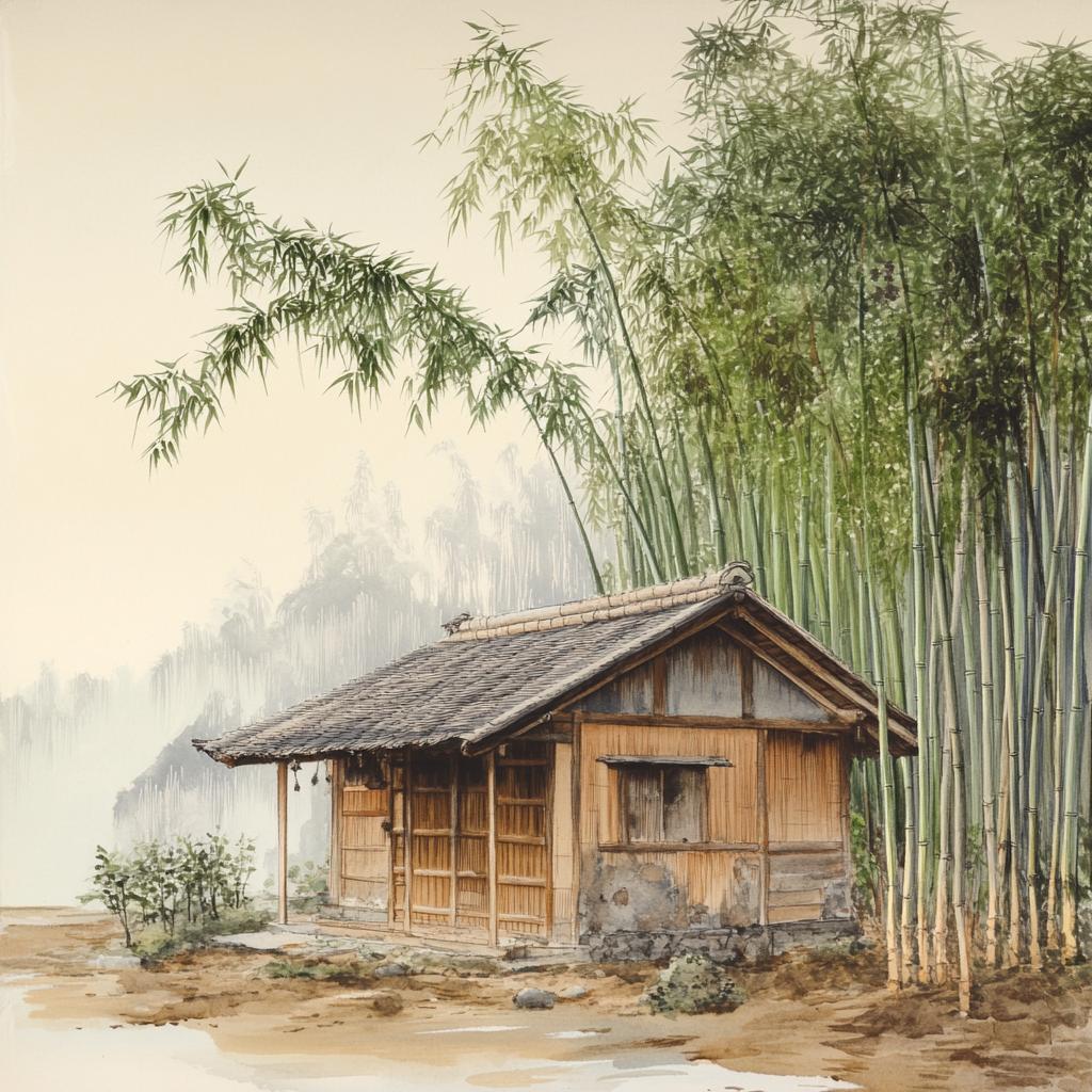 竹林掩映间，古舍静如初。