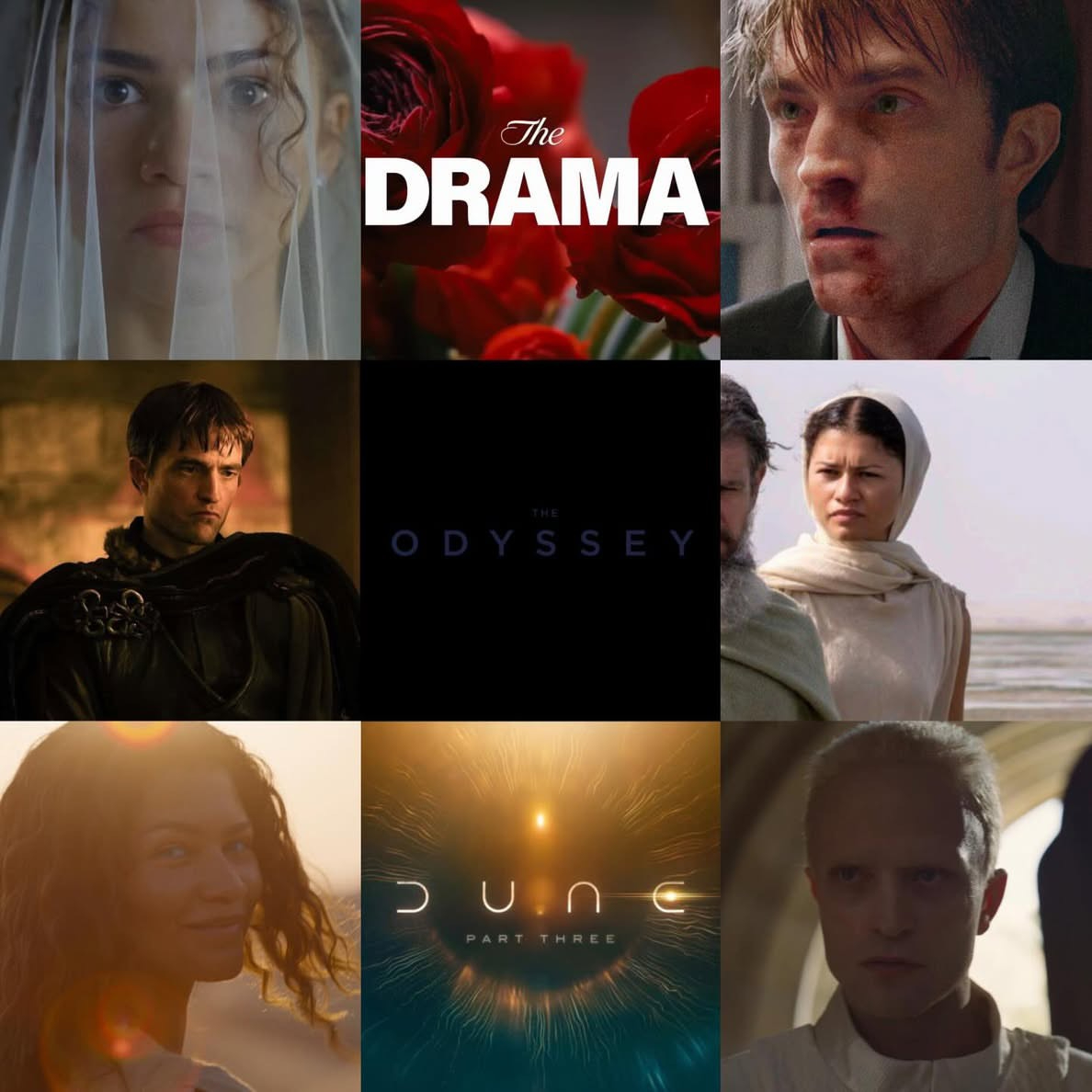 今年三连合作的罗伯特帕丁森和Zendaya！《爱情抓马》《奥德赛》《沙丘3》 