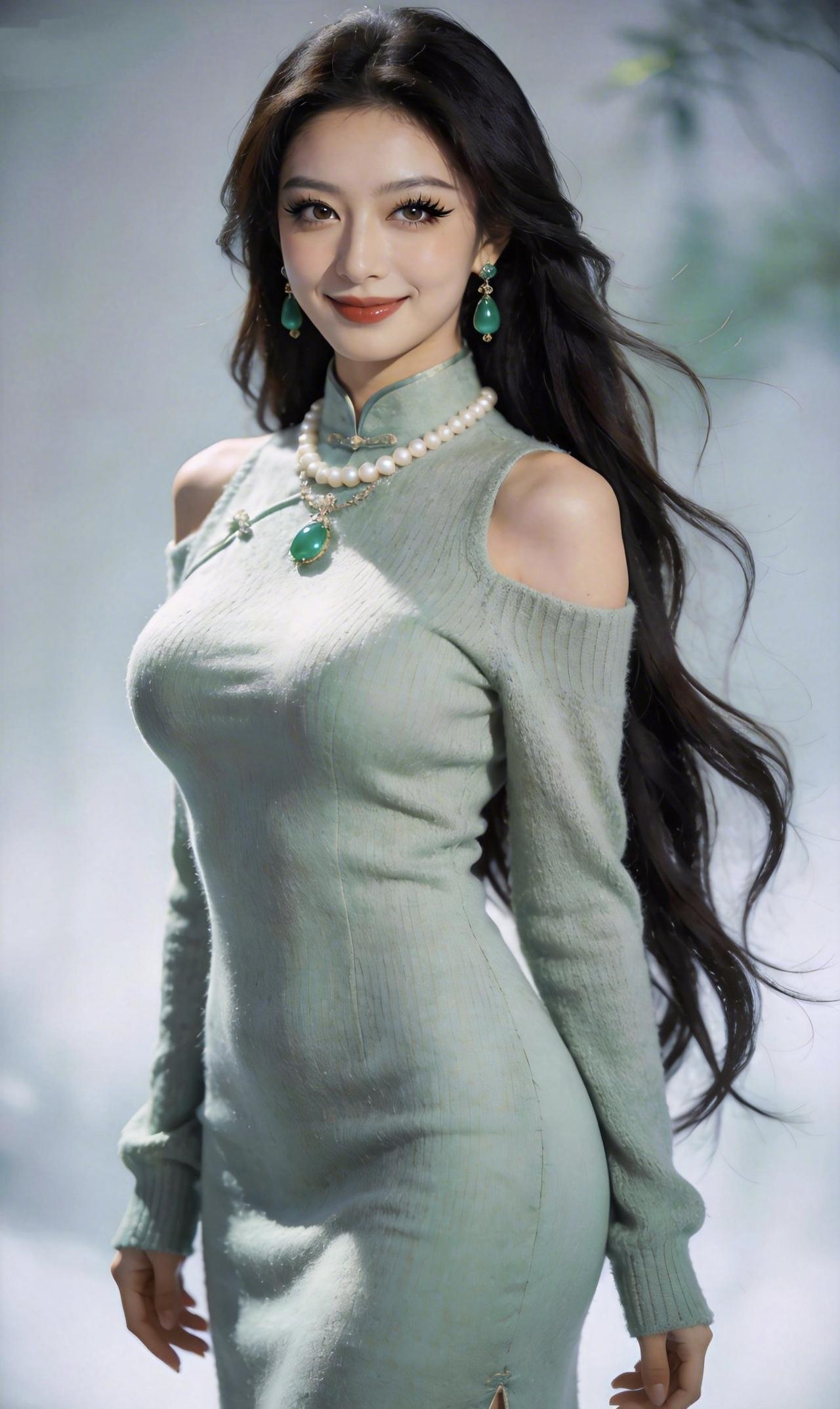 《旗袍落墨，岁月成诗》
 
针脚如丝，织就东方风骨
盘扣轻系，锁住流年清欢
一袭